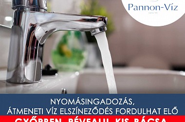 Nyomásingadozás, víz elszíneződés fordulhat elő Révfalu, Kis-Bácsa, Bácsa és Sárás területén
